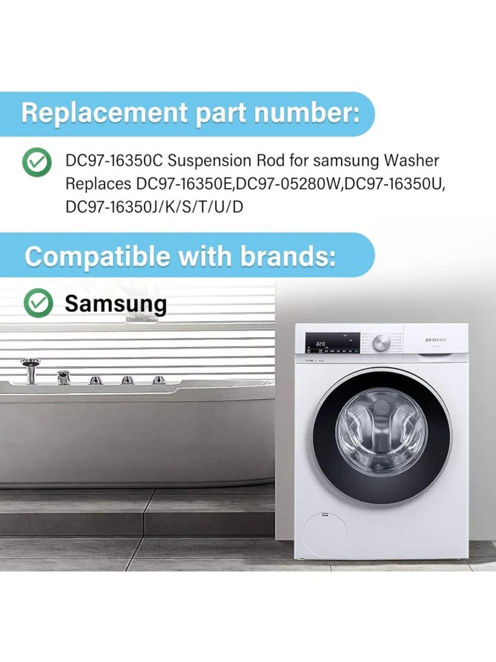 Upgraded Suspension Rod Kit for Samsung Washer Compatible with DC97‑16350 Series - Picture 4 of 6